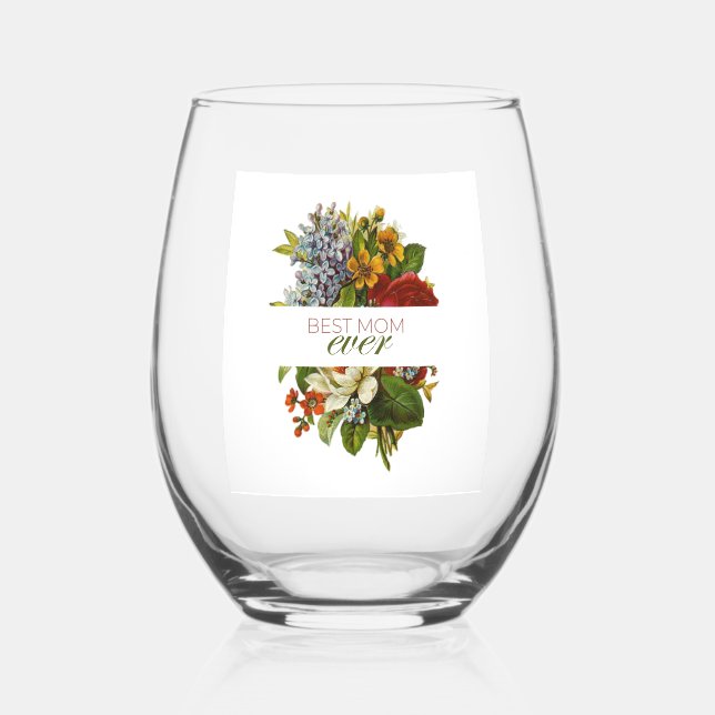 Beste Mama je Weinglas Ohne Stiel (Vorderseite)