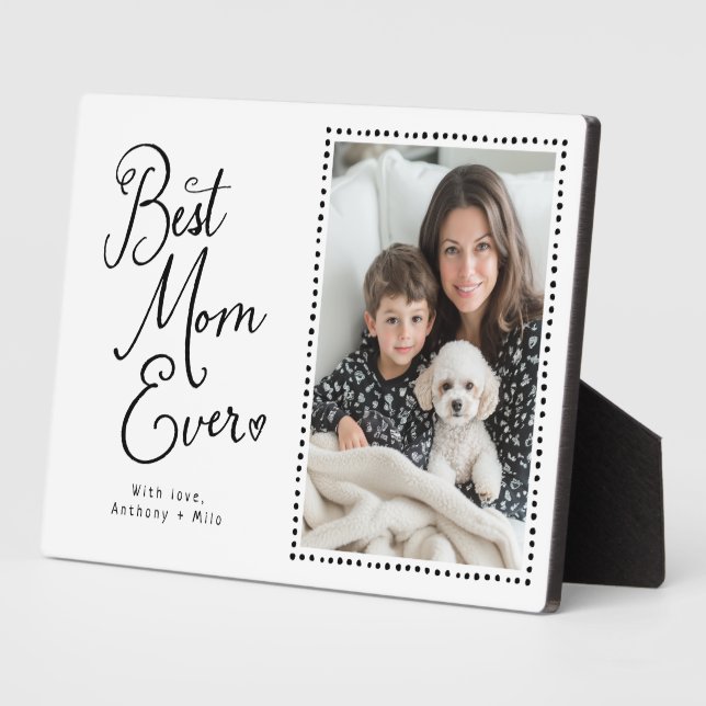 Beste Mama je Whimsical Script 1 Foto Fotoplatte (Seite)