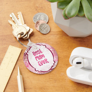 Beste Mama je - Whimsikrosa Blumenkarte Schlüsselanhänger