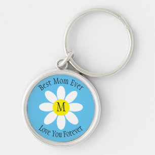 Beste Mama je White Daisy Sky Blue Single Initial Schlüsselanhänger