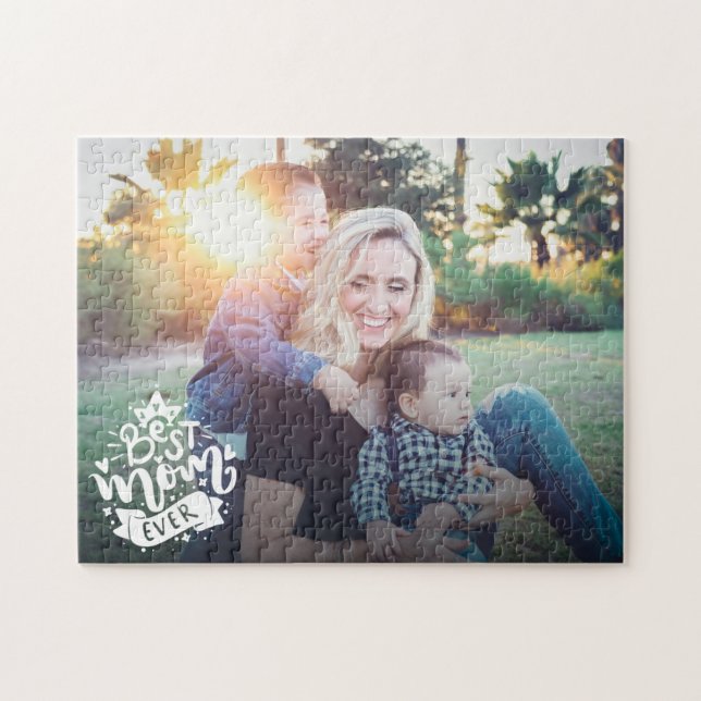 Beste Mama je White Quote Mother's Day Foto Gesche Puzzle (Horizontal)
