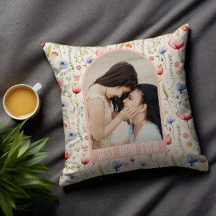 Beste Mama je Wildblume Arch Foto Kissen