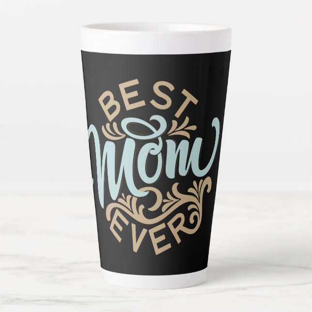 Beste Mama je Word Art Latte Tasse (Vorderseite)