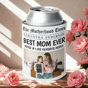 Beste Mama je Zeitung Individuelle Name & Foto Dosenkühler