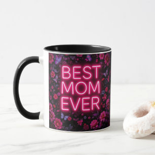 Beste Mama je Zitat Rosa Blume und Schmetterlinge Tasse