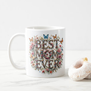 Beste Mama je Zitat Schmetterlinge Schöne Blume Kaffeetasse