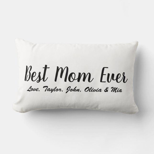 Beste Mama Jeden personalisierten Text mit schwarz Lendenkissen (Vorderseite)