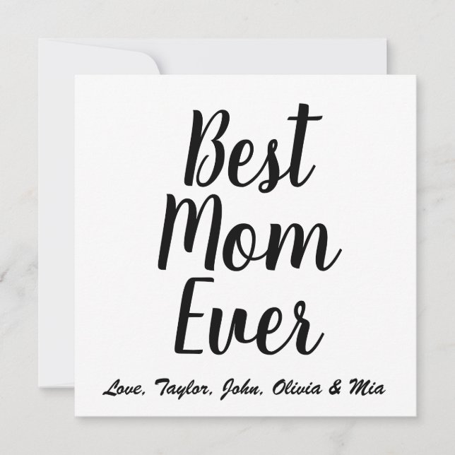 Beste Mama Jeden Schwarz-weißen Skript stilvoll Einladung (Vorderseite)