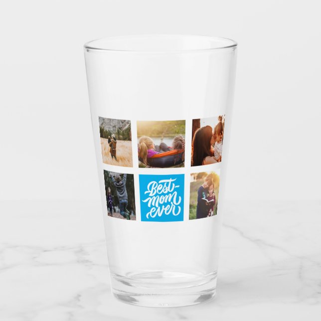 Beste Mama jemals Personalisiert Foto Collage Sky  Glas (Vorderseite)