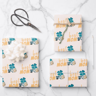 Beste Mama Lucky Clovers Pattern Geschenkpapier Set