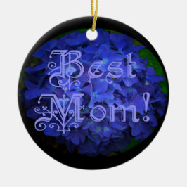 Beste Mama mit Hintergrund der blauen Blume Keramik Ornament