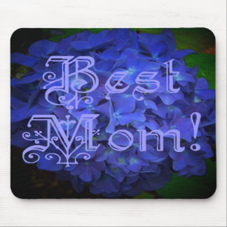 Beste Mama mit Hintergrund der blauen Blume Mousepad