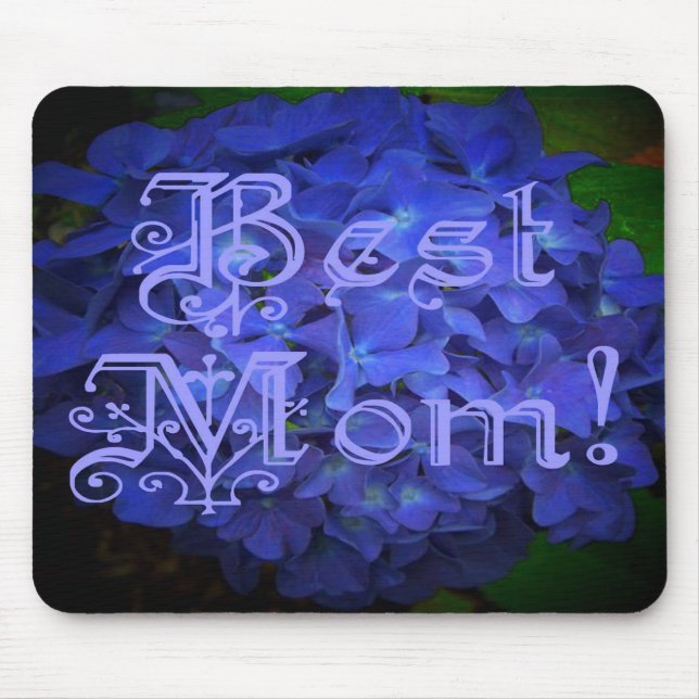 Beste Mama mit Hintergrund der blauen Blume Mousepad (Vorne)