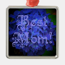 Beste Mama mit Hintergrund der blauen Blume Ornament Aus Metall