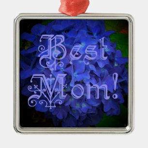 Beste Mama mit Hintergrund der blauen Blume Ornament Aus Metall