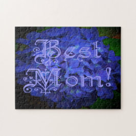 Beste Mama mit Hintergrund der blauen Blume Puzzle