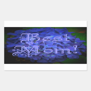 Beste Mama mit Hintergrund der blauen Blume Rechteckiger Aufkleber