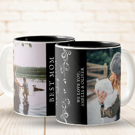 Beste Mama Moderne Auflage 2 Custom Fotos Black Zweifarbige Tasse