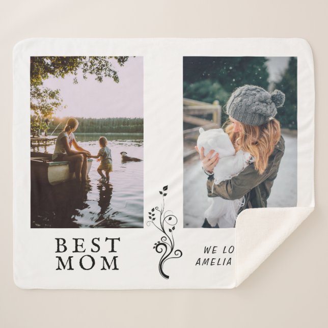 Beste Mama Moderne Auflage 2 Custom Fotos Mutter Sherpadecke (Vorderseite (Horizontal))