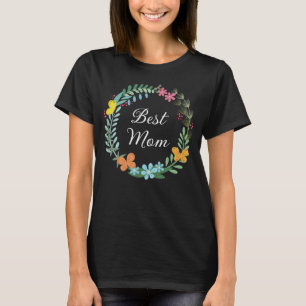 Beste Mama Mutter Blütenschmetterling Grüne Kranz T-Shirt
