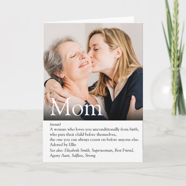 Beste Mama, Mutter, Mutter Definition Foto Karte (Vorderseite)