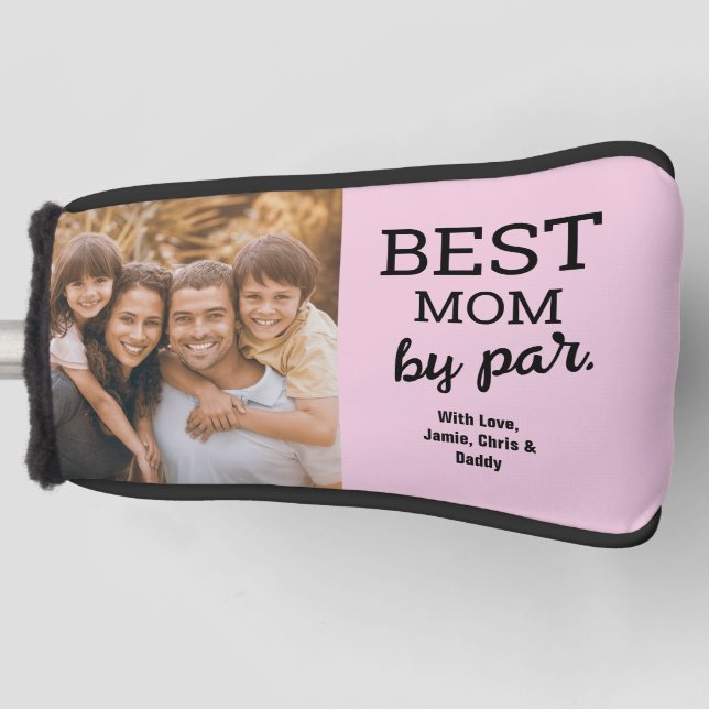 Beste Mama nach Par Custom Foto Pink Moderne Golf Headcover (Vorderseite)