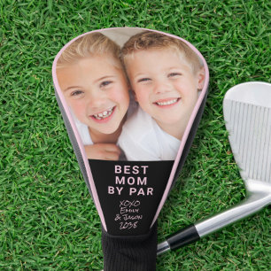 Beste Mama nach Par Foto Schwarz Rosa Golf Headcover