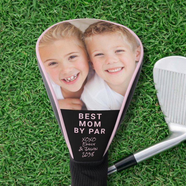 Beste Mama nach Par Foto Schwarz Rosa Golf Headcover (Von Creator hochgeladen)