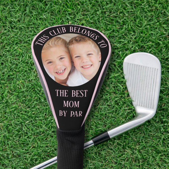Beste Mama nach Par Foto Schwarz Rosa Golf Headcover (Von Creator hochgeladen)