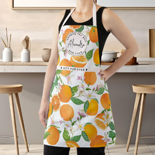 Beste Mama Name Orange Citrus Muster Wasserfarbe Schürze