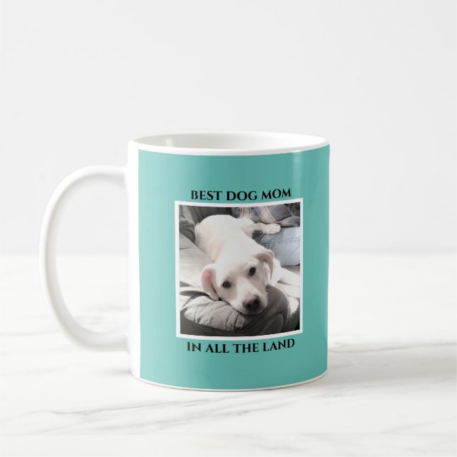 Beste Mama Niedlicher Welpenhund Aquamarines blaue Kaffeetasse (Links)