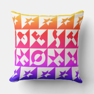 Beste Mama Orange, Pink, Blau, Muster und Sterne Kissen