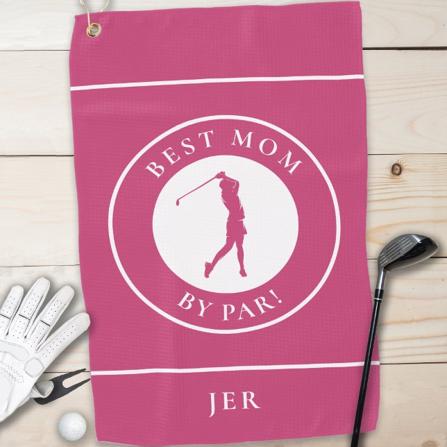 Beste Mama Par Golfer Mit Monogramm Sport Rosa Golfhandtuch (Von Creator hochgeladen)