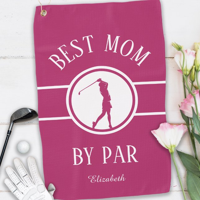 Beste Mama Par Golfer Sport Monogram Damen Pink Golfhandtuch (Von Creator hochgeladen)
