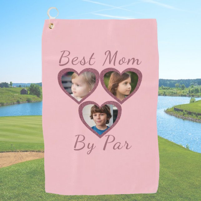 Beste Mama Par Pink Herz 3 Kinder FotoCollage Golfhandtuch (Von Creator hochgeladen)