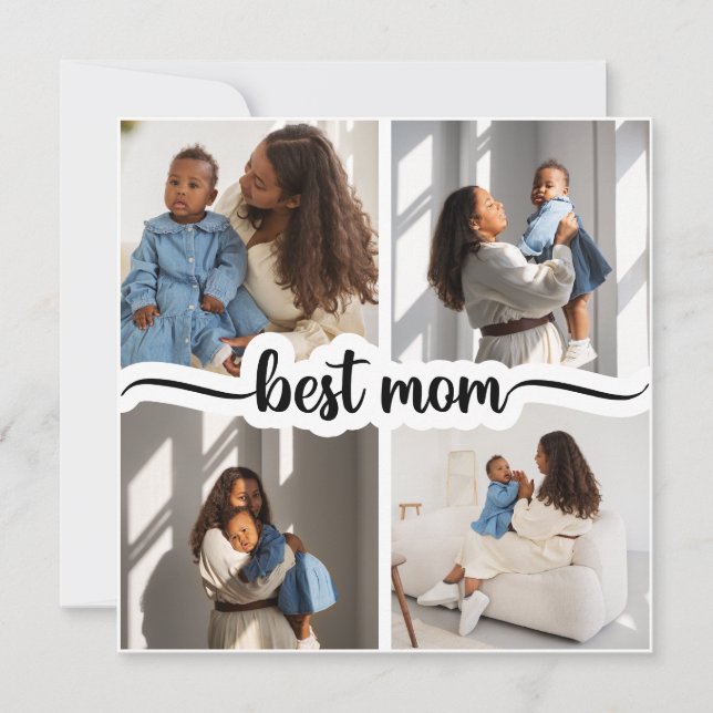 Beste Mama Personalisiert 4 FotoCollage Ankündigung (Vorderseite)