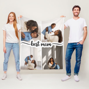 Beste Mama Personalisiert 4 FotoCollage Fleecedecke
