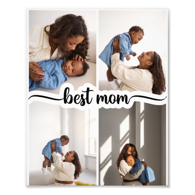 Beste Mama Personalisiert 4 FotoCollage Fotodruck (Vorne)