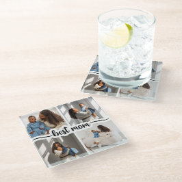 Beste Mama Personalisiert 4 FotoCollage Glasuntersetzer