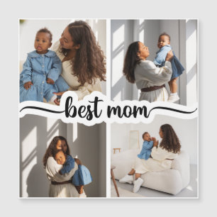 Beste Mama Personalisiert 4 FotoCollage Magnetkarte