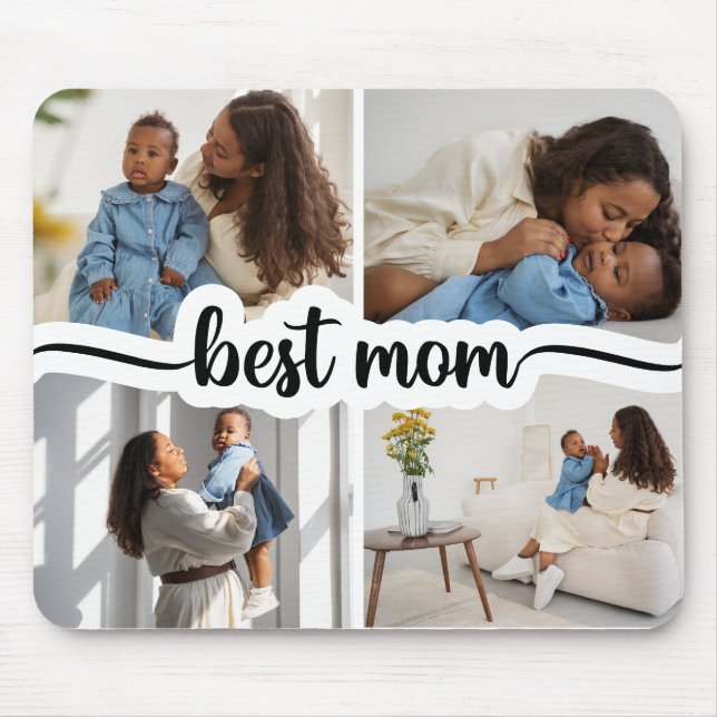Beste Mama Personalisiert 4 FotoCollage Mousepad (Vorne)