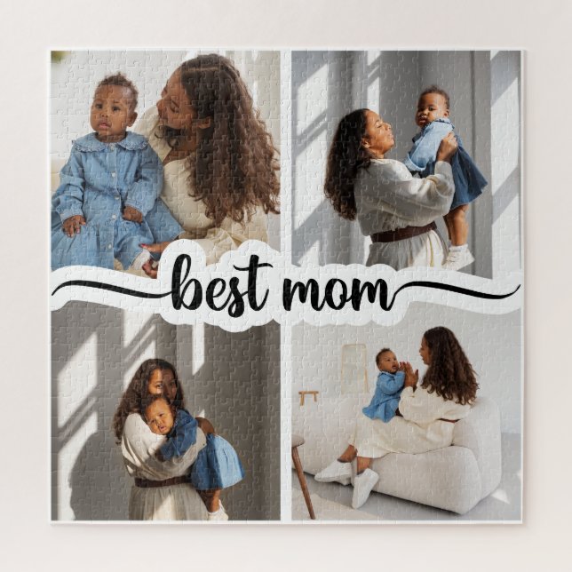 Beste Mama Personalisiert 4 FotoCollage Puzzle (Vertikal)