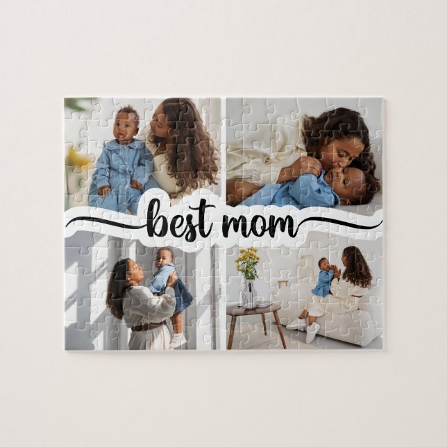 Beste Mama Personalisiert 4 FotoCollage Puzzle (Horizontal)