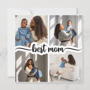 Beste Mama Personalisierte 4-Foto-Collage Feiertagskarte