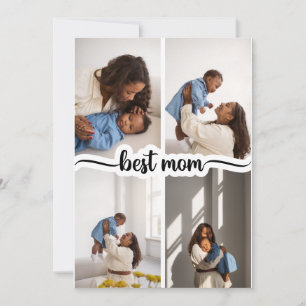 Beste Mama Personalisierte 4-Foto-Collage Karte