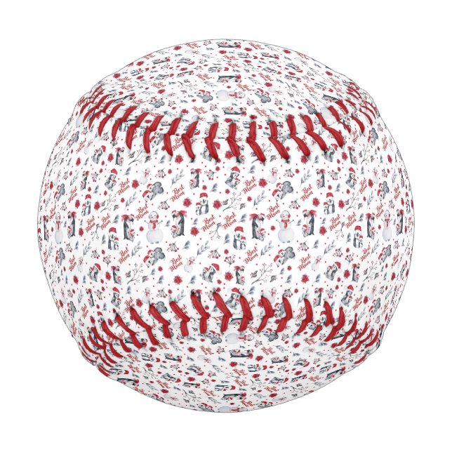 Beste Mama Pinguin Weihnachtsmuster Baseball (Vorderseite)