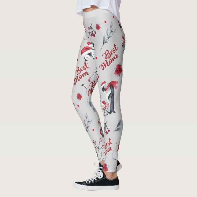 Beste Mama Pinguin Weihnachtsmuster Leggings (Links)