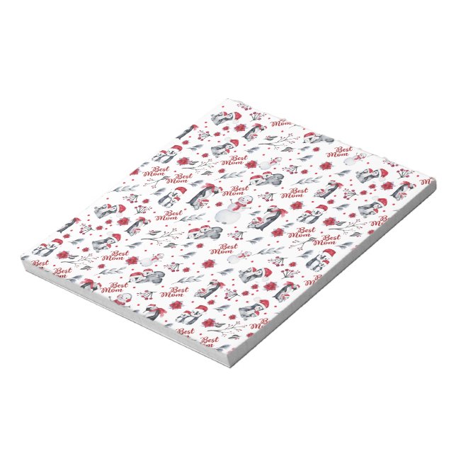 Beste Mama Pinguin Weihnachtsmuster Notizblock (Rotiert)