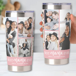 Beste Mama Pink Fotocollage Thermobecher