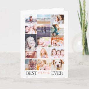 Beste Mama pink Mutter's Day 15 Foto Collage Grid Karte